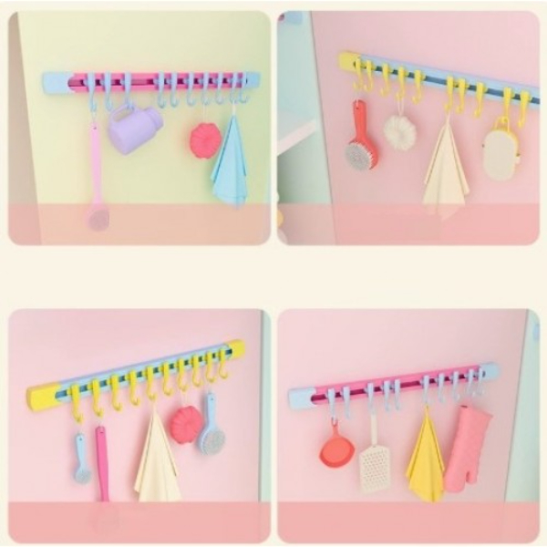 10 Kancalı Raylı Mutfak ve Banyo Düzenleyici Askı 