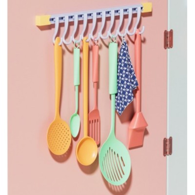 10 Kancalı Raylı Mutfak ve Banyo Düzenleyici Askı 