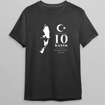 10 Kasım Atatürk Baskılı T-shirt - Siyah -