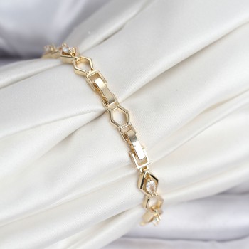 14K Gold Renk Kaplama Baklava Dilim Model Kadın Bileklik