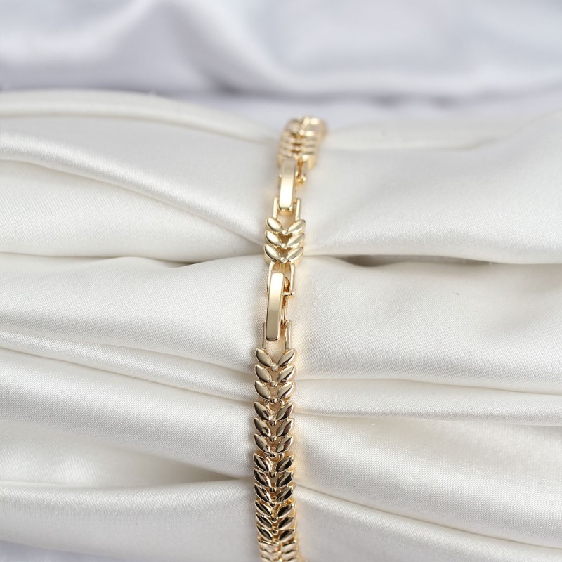 14K Gold Renk Kaplama Başak Model Zirkon Taşlı CM Kadın Bileklik