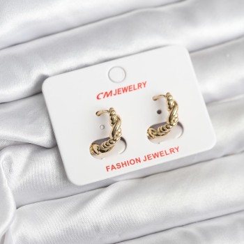 14K Gold Renk Kaplama Burgu Model CM Kadın Küpe