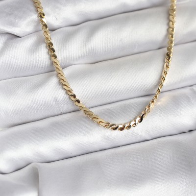 14K Gold Renk Kaplama Ezme Yılan Zincir Model CM Kadın Kolye