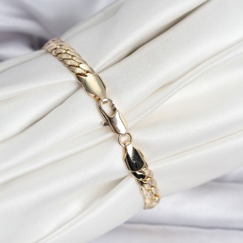 14K Gold Renk Kaplama Ezme Zincir Model Kadın Bileklik