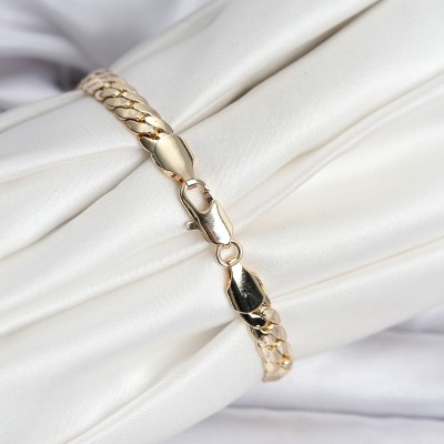 14K Gold Renk Kaplama Ezme Zincir Model Kadın Bileklik