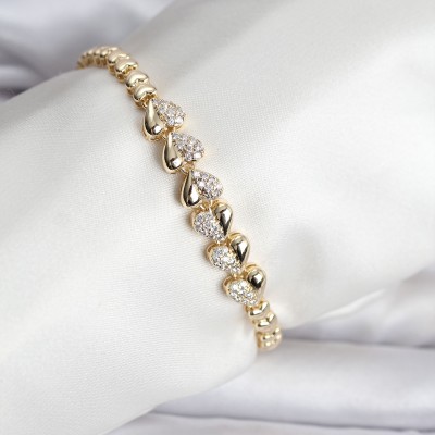 14K Gold Renk Kaplama Kalp Model CM Kadın Bileklik