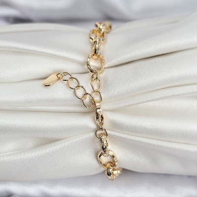 14K Gold Renk Kaplama Lazerli Zincir Model CM Kadın Bileklik