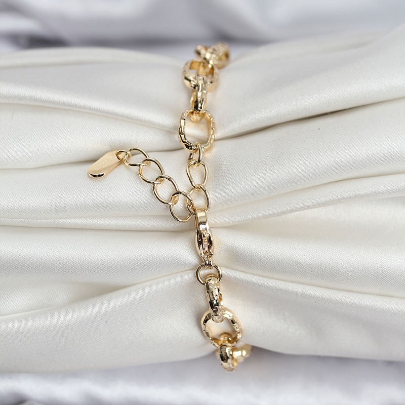 14K Gold Renk Kaplama Lazerli Zincir Model CM Kadın Bileklik