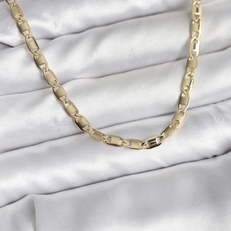 14K Gold Renk Kaplama Plaka Ezme Model Zincirli CM Kadın Kolye