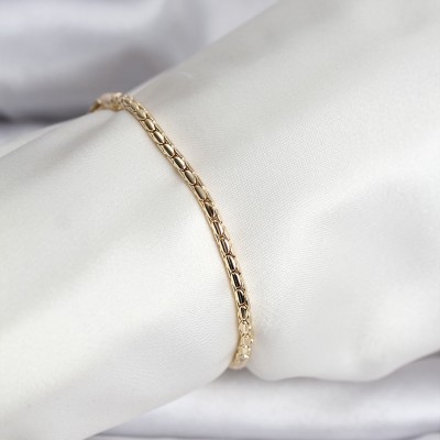 14K Gold Renk Kaplama Zincirli Model CM Kadın Bileklik