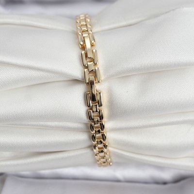 14K Gold Renk Kaplama Zirkon Kare Taşlı CM Kadın Bileklik