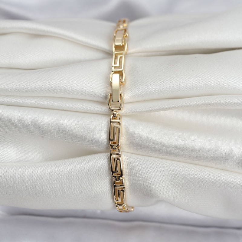 14K Gold Renk Kaplama Zirkon Taşlı Baget Model CM Kadın Bileklik