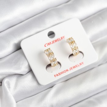 14K Gold Renk Kaplama Zirkon Taşlı CM Kadın Küpe