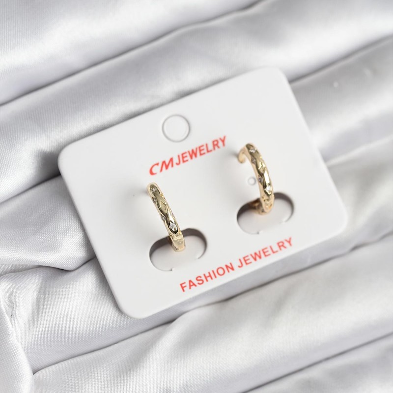 14K Gold Renk Kaplama Zirkon Taşlı Halka Model CM Kadın Küpe