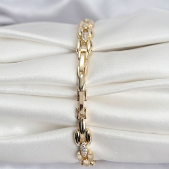 14K Gold Renk Kaplama Zirkon Taşlı Model CM Kadın Bileklik