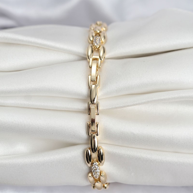 14K Gold Renk Kaplama Zirkon Taşlı Model CM Kadın Bileklik