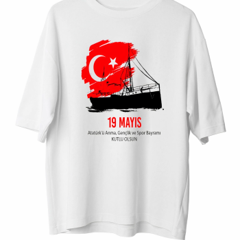 19 Mayıs 20/1   Baskılı T-shirt - Beyaz -