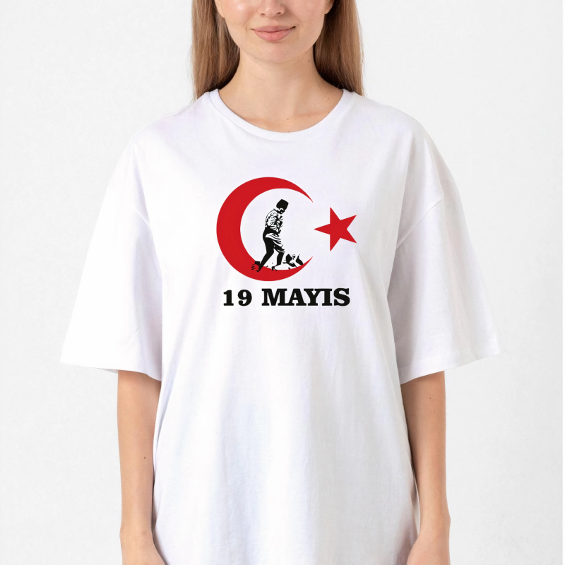 19 Mayıs 20/1 Baskılı T-shirt - Beyaz -
