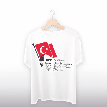 19 Mayıs 20/1 Baskılı T-shirt - Beyaz -