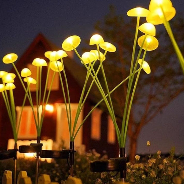 2 Adet Plastik Mantar Sensörlü Solar Bahçe Lambası