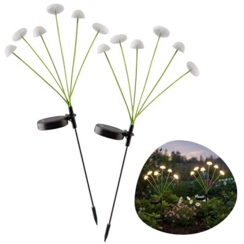 2 Adet Plastik Mantar Sensörlü Solar Bahçe Lambası