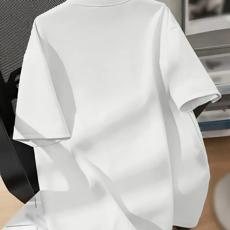 20/1 Penye Compack Ayı Baskılı Oversize Bisiklet Yaka Kısa Kol T-shirt - Beyaz -