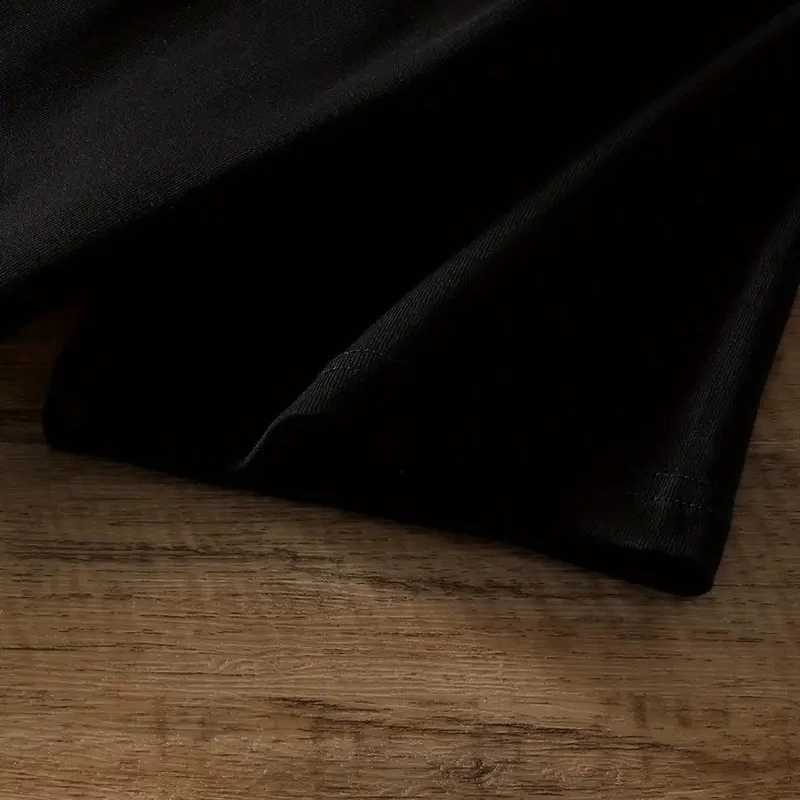 20/1 Penye Compack Ayı Baskılı Oversize Bisiklet Yaka Kısa Kol T-shirt - Siyah -