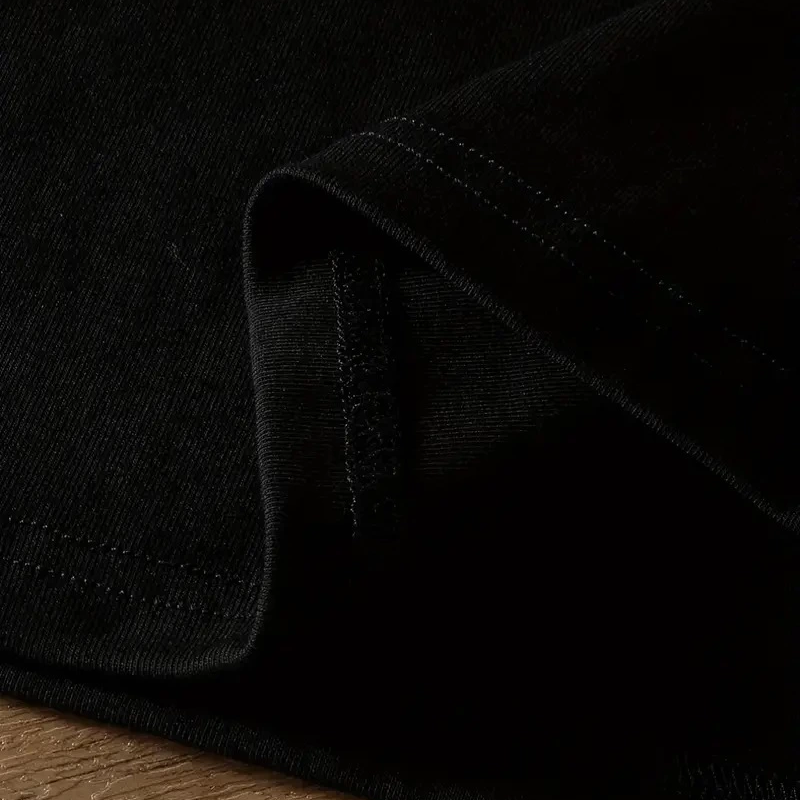 20/1 Penye Compack Ayı Baskılı Oversize Bisiklet Yaka Kısa Kol T-shirt - Siyah -