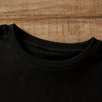 20/1 Penye Compack Ayı Baskılı Oversize Bisiklet Yaka Kısa Kol T-shirt - Siyah -