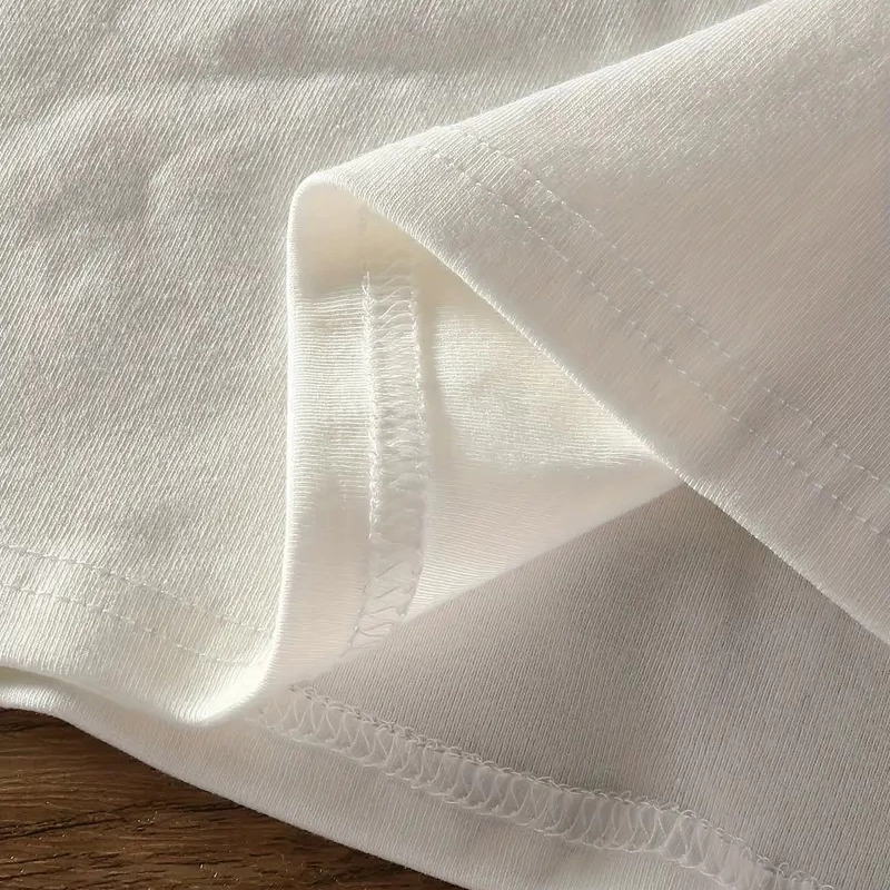 20/1 Penye Compack Baskılı Oversize Bisiklet Yaka Kısa Kol Yazlık T-shirt - Beyaz -