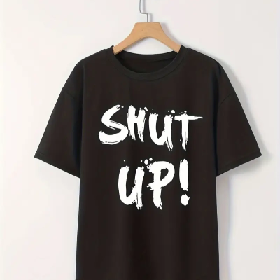 20/1 Penye Compack Baskılı Oversize Bisiklet Yaka m Kısa Kol Yazlık T-shirt - Siyah -