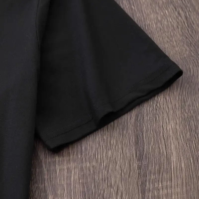 20/1 Penye Compack Baskılı Oversize Bisiklet Yaka m Kısa Kol Yazlık T-shirt - Siyah -