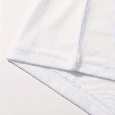 20/1 Penye Compack Baskılı Oversize Kahve Desenli   Kısa Kol T-shirt - Beyaz -