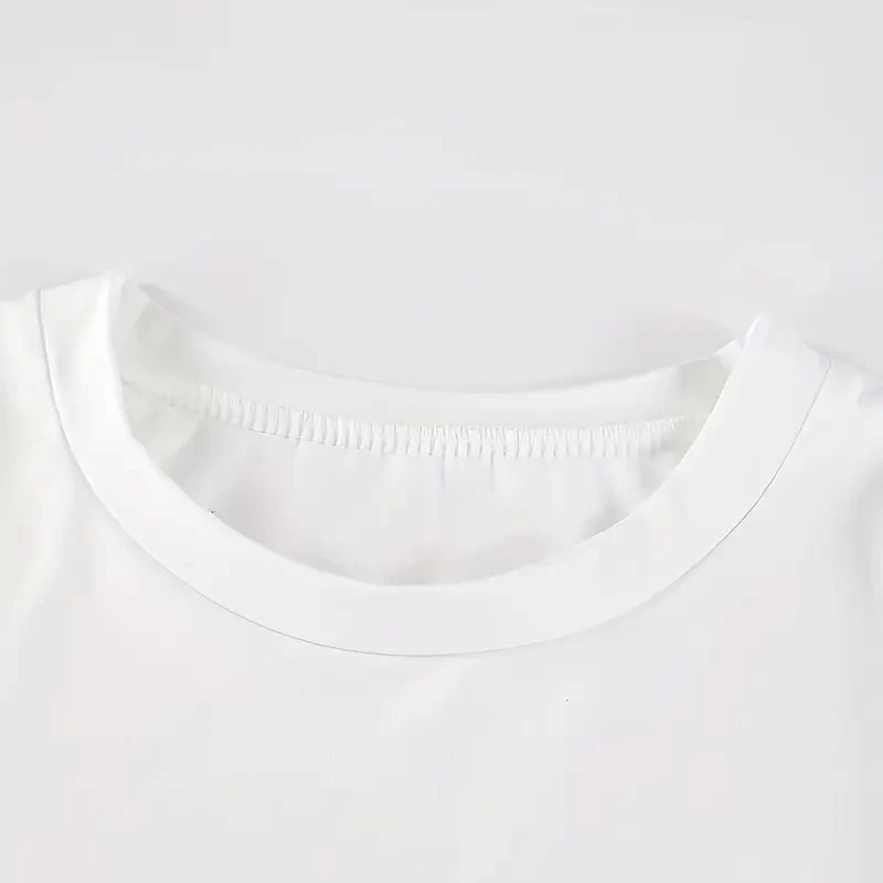 20/1 Penye Compack Baskılı Oversize Kısa Kol Bisiklet Yaka T-shirt - Beyaz -