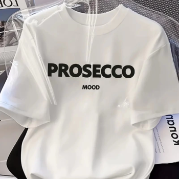 20/1 Penye Compack Baskılı Oversize Kısa Kol Bisiklet Yaka T-shirt - Beyaz -