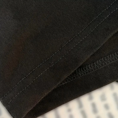 20/1 Penye Compack Baskılı Oversize Kısa Kol Bisiklet Yaka T-shirt - Siyah -