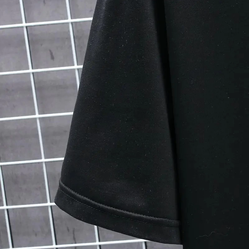 20/1 Penye Compack FUTRE Baskılı Oversize Kısa Kol Bisiklet Yaka T-shirt - Siyah -