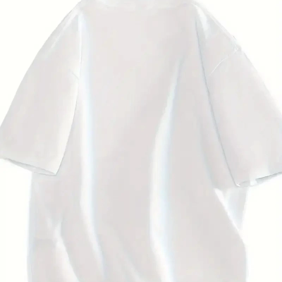 20/1 Penye Compack Gülücük Baskılı Oversize Bisiklet Yaka Kısa Kol Yazlık T-shirt - Beyaz -