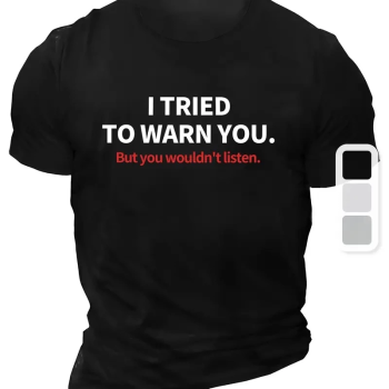 20/1 Penye Compack I TRIED TO WARN YOU. Baskılı Oversize Bisiklet Yaka T-shirt - Siyah -