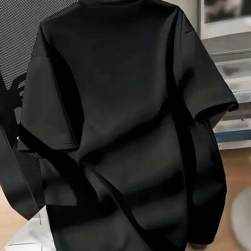 20/1 Penye Compack New York Baskılı Oversize Kısa Kol Bisiklet Yaka T-shirt - Siyah -