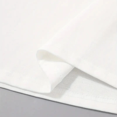 20/1 Penye Compack Palmiye Baskılı Oversize Bisiklet Yaka Kısa Kol T-shirt - Beyaz -