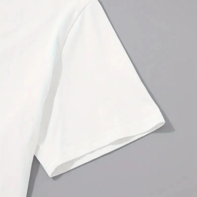 20/1 Penye Compack Palmiye Baskılı Oversize Bisiklet Yaka Kısa Kol T-shirt - Beyaz -