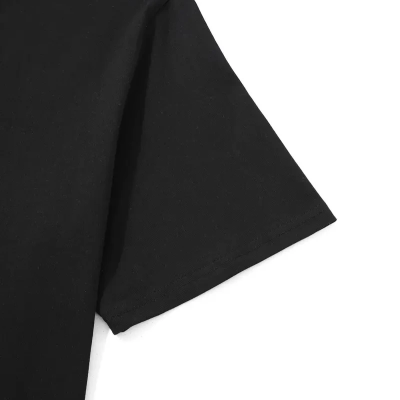 20/1 Penye Compack Palmiye Baskılı Oversize Bisiklet Yaka Kısa Kol T-shirt - Siyah -