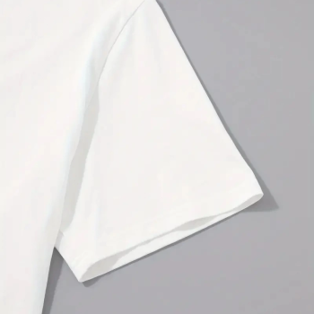 20/1 Penye Compack Palmiye Ön Baskılı Oversize Bisiklet Yaka Kısa Kol Yazlık T-shirt - Beyaz -