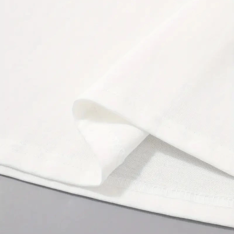 20/1 Penye Compack Palmiye Ön Baskılı Oversize Bisiklet Yaka Kısa Kol Yazlık T-shirt - Beyaz -