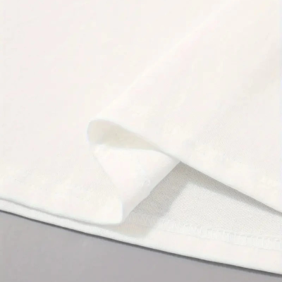 20/1 Penye Compack Sarj %1 Baskılı Oversize Bisiklet Yaka Kısa Kol Yazlık T-shirt - Beyaz -