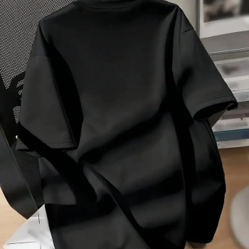 20/1 Penye Compack Spider Baskılı Oversize   Kısa Kol Yazlık T-shirt - Siyah -