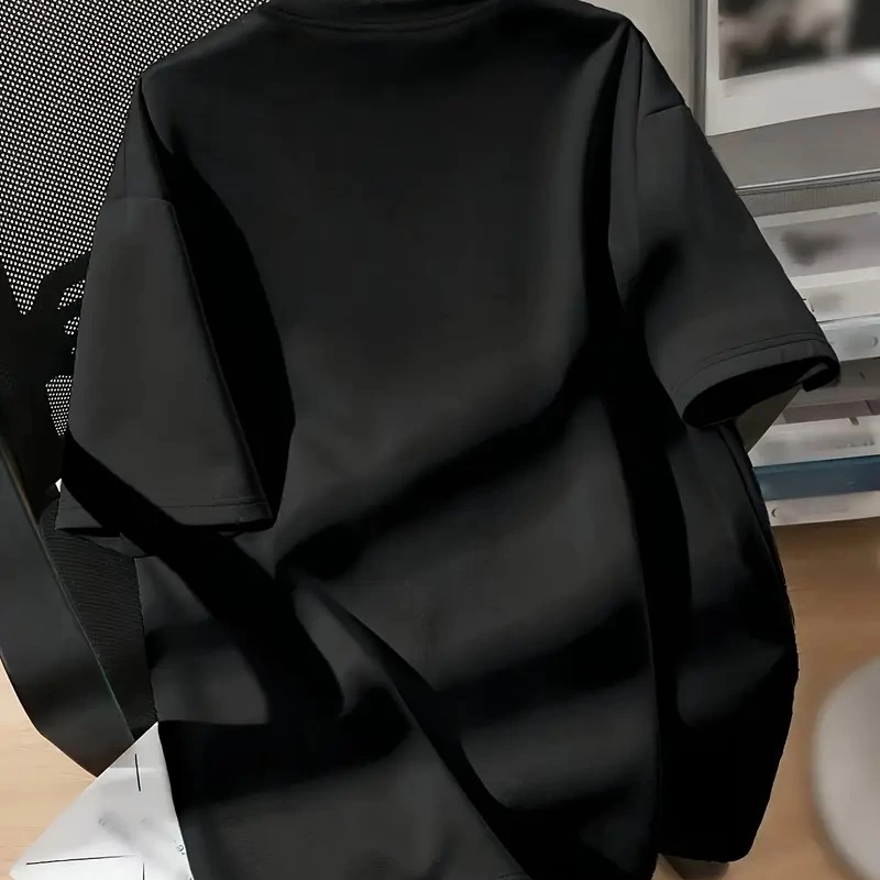 20/1 Penye Compack Spider Baskılı Oversize   Kısa Kol Yazlık T-shirt - Siyah -