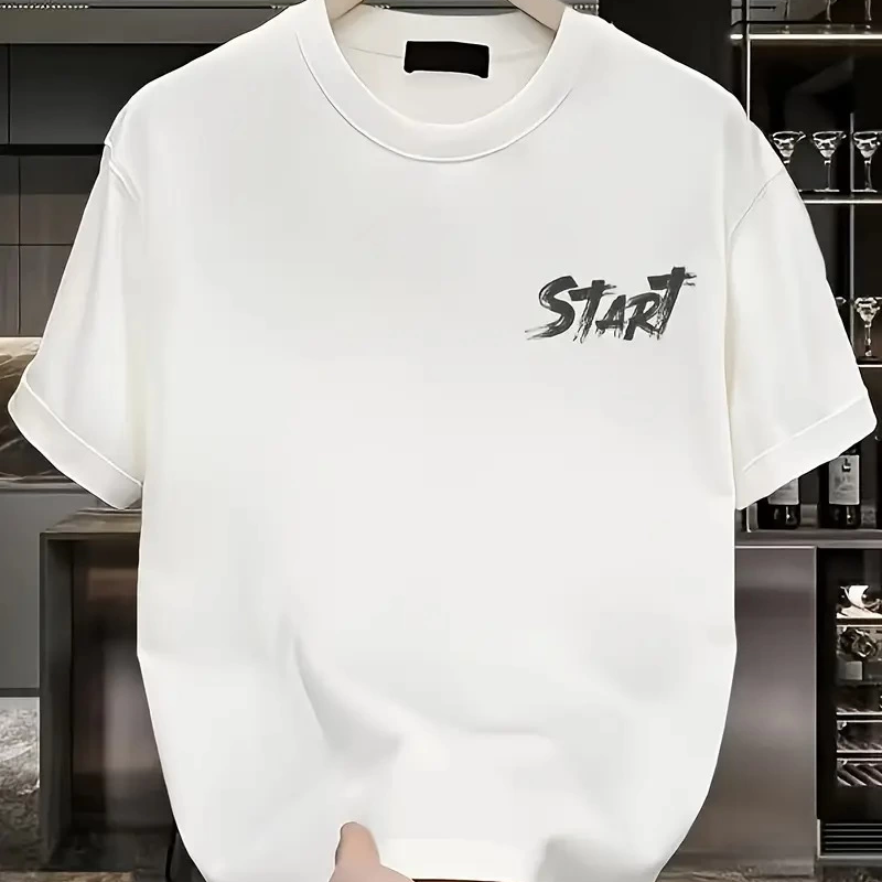 20/1 Penye Compack Start All Over Baskılı Oversize Bisiklet Yaka Kısa Kol Yazlık T-shirt - Beyaz -