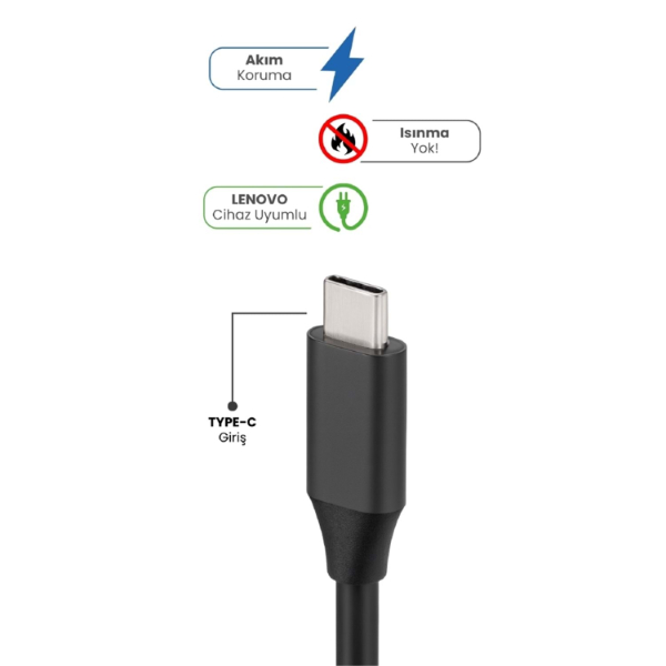 20V 3.25A TYPE-C 65W LENOVO İçin Laptop Adaptör